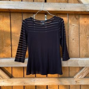 I•N•C Women’s Sheer Striped Black Top
